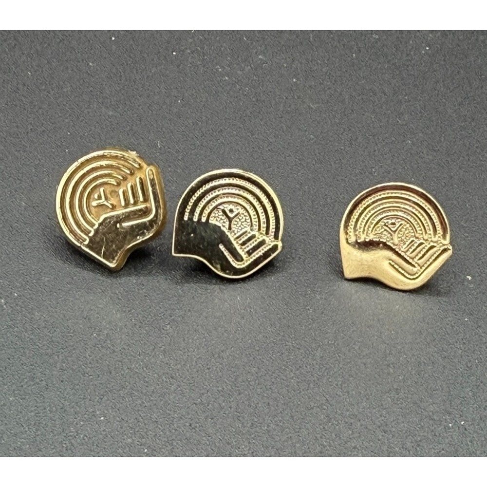Vintage YMCA Caring Hand Lapel‎ Pins Lot of 3 Gold Tone Enamel Charity Pins